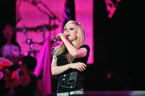 Avril Lavigne performing in 2008